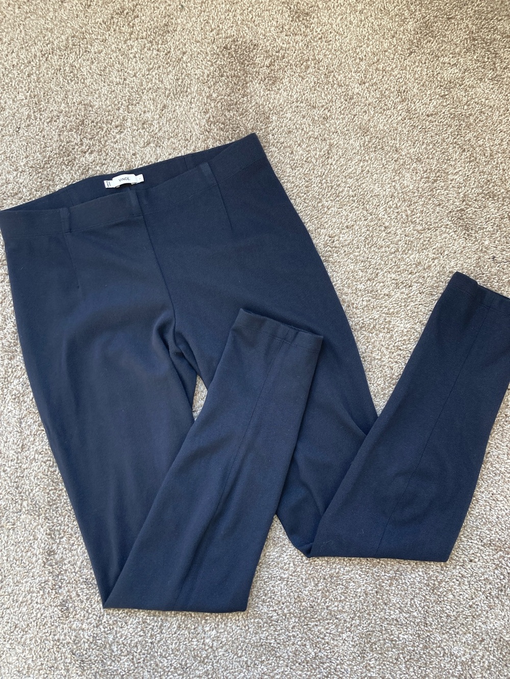 Vince Ponte Pant Slim Tapered Pull on Stretch Minimalist Capsule Wardrobe sz L